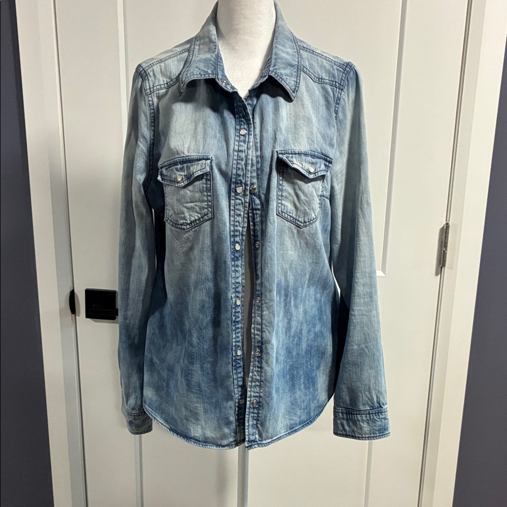 Denim Button-Up Shirt Size Large